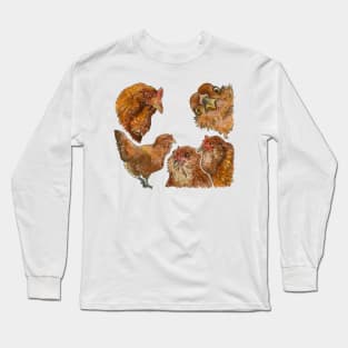 Easter Egger Chicken Watercolor hen Long Sleeve T-Shirt